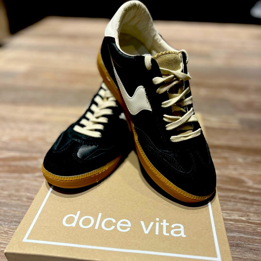 Black suede Dolce Vita sneakers. Brand new in box.